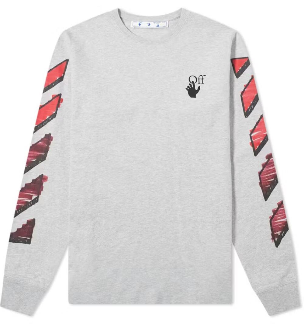 Off White Marker Slim Crew Neck Tee Shirt Gray Size Large